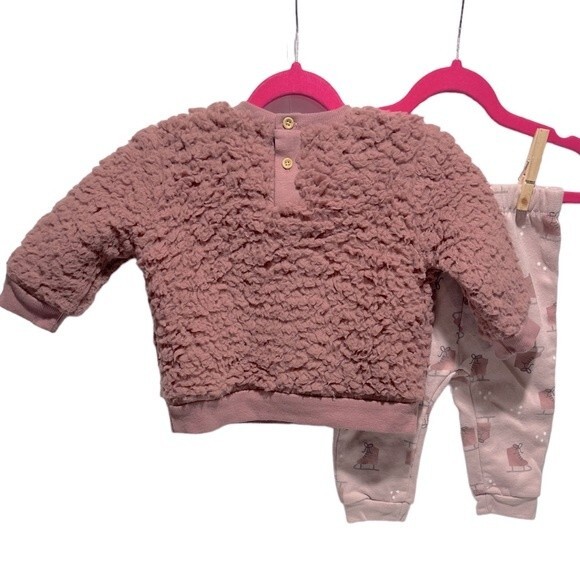 PL Baby Faux Shearling Top and Pant Set, 9 Months - Picture 2 of 5